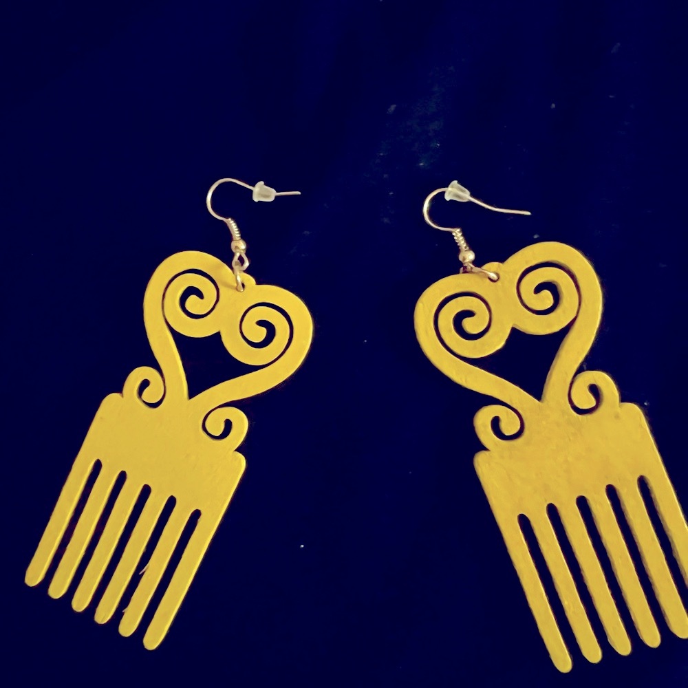 Home made Boho stunning yellow “Afro” earrings